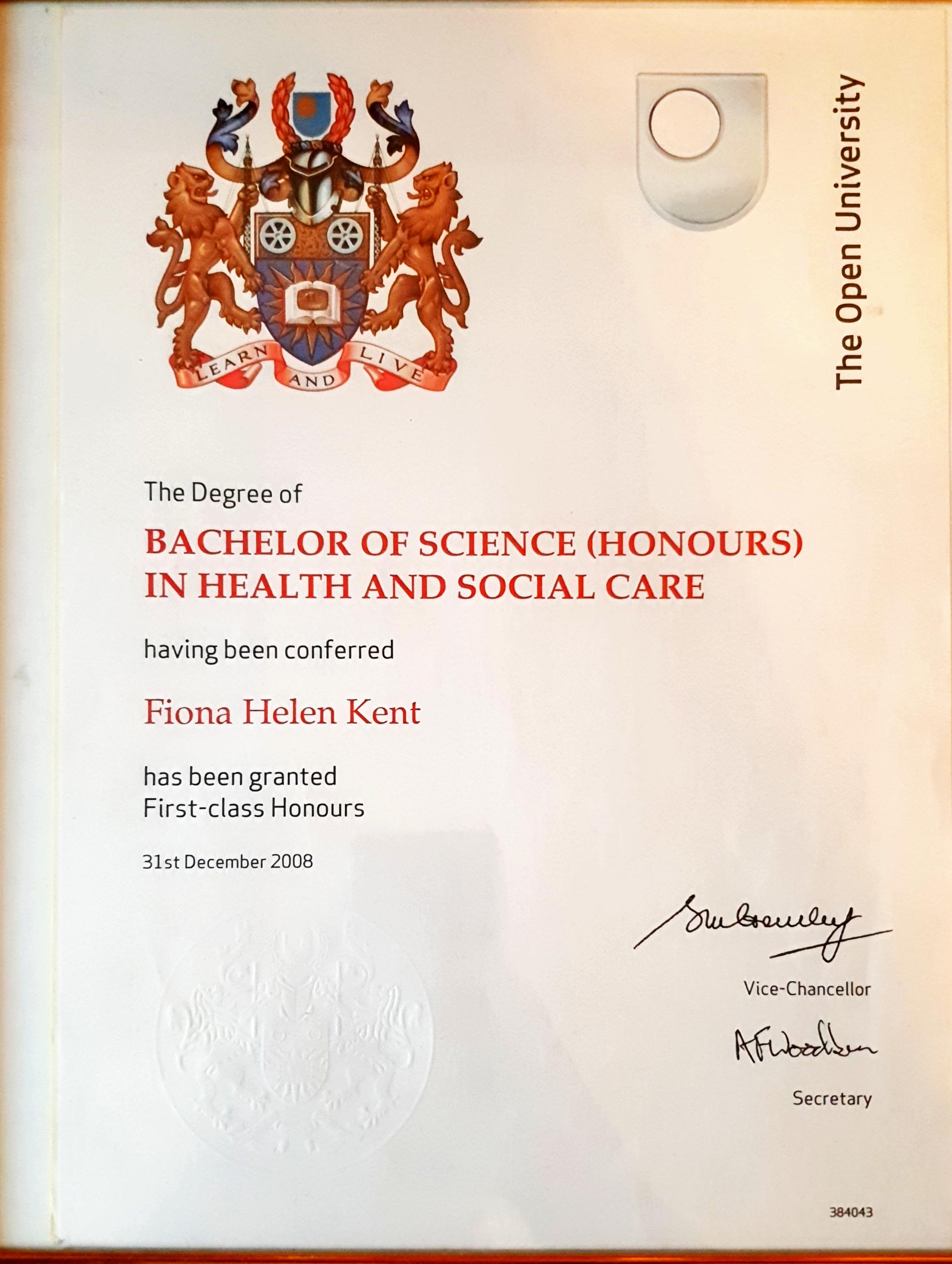 BSc cert